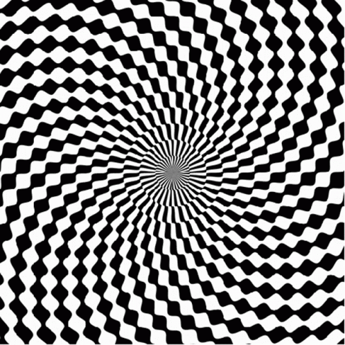 A gif of a checkerboard (white and black) spiral, to signify hypnosis.
